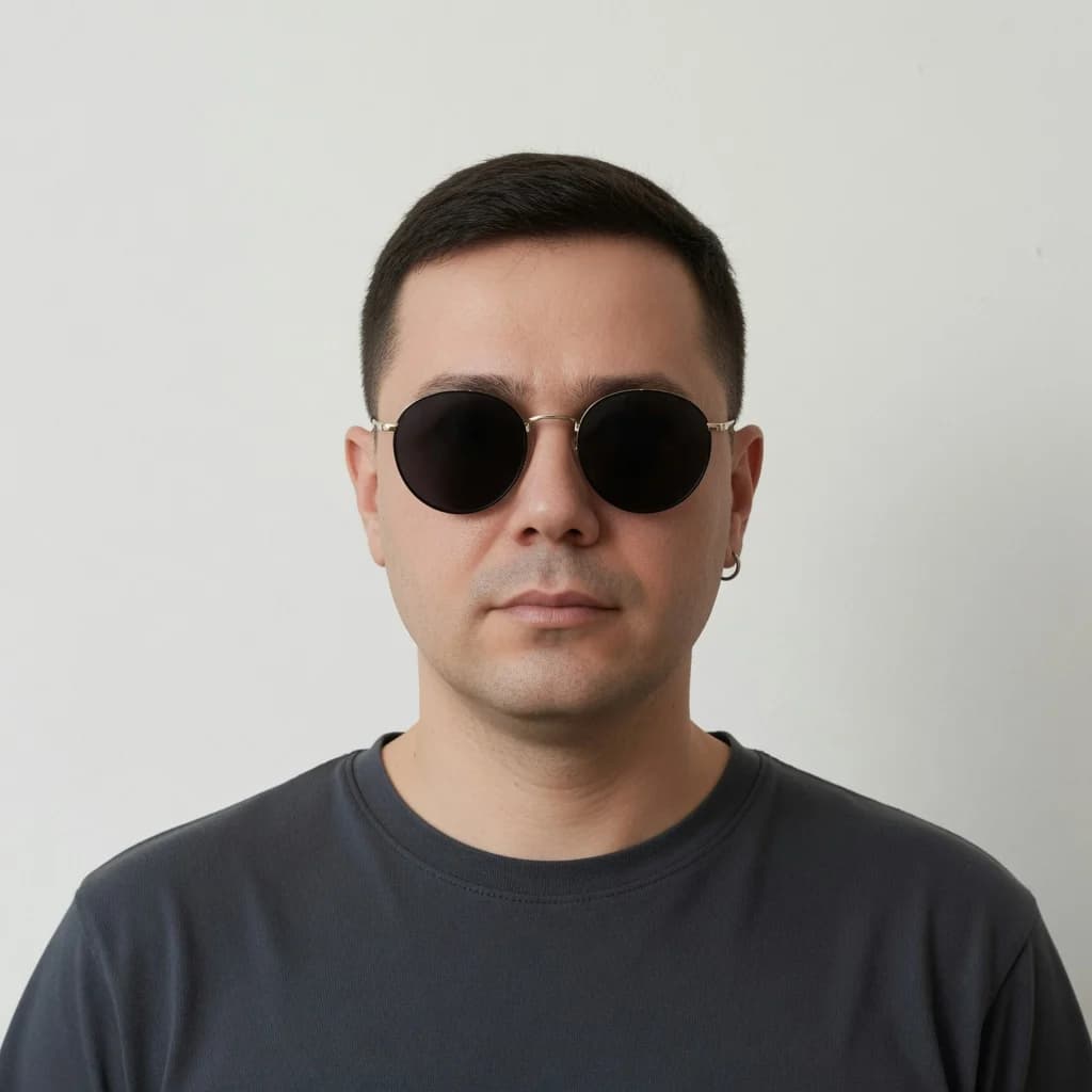 Round sunglasses, Men style example