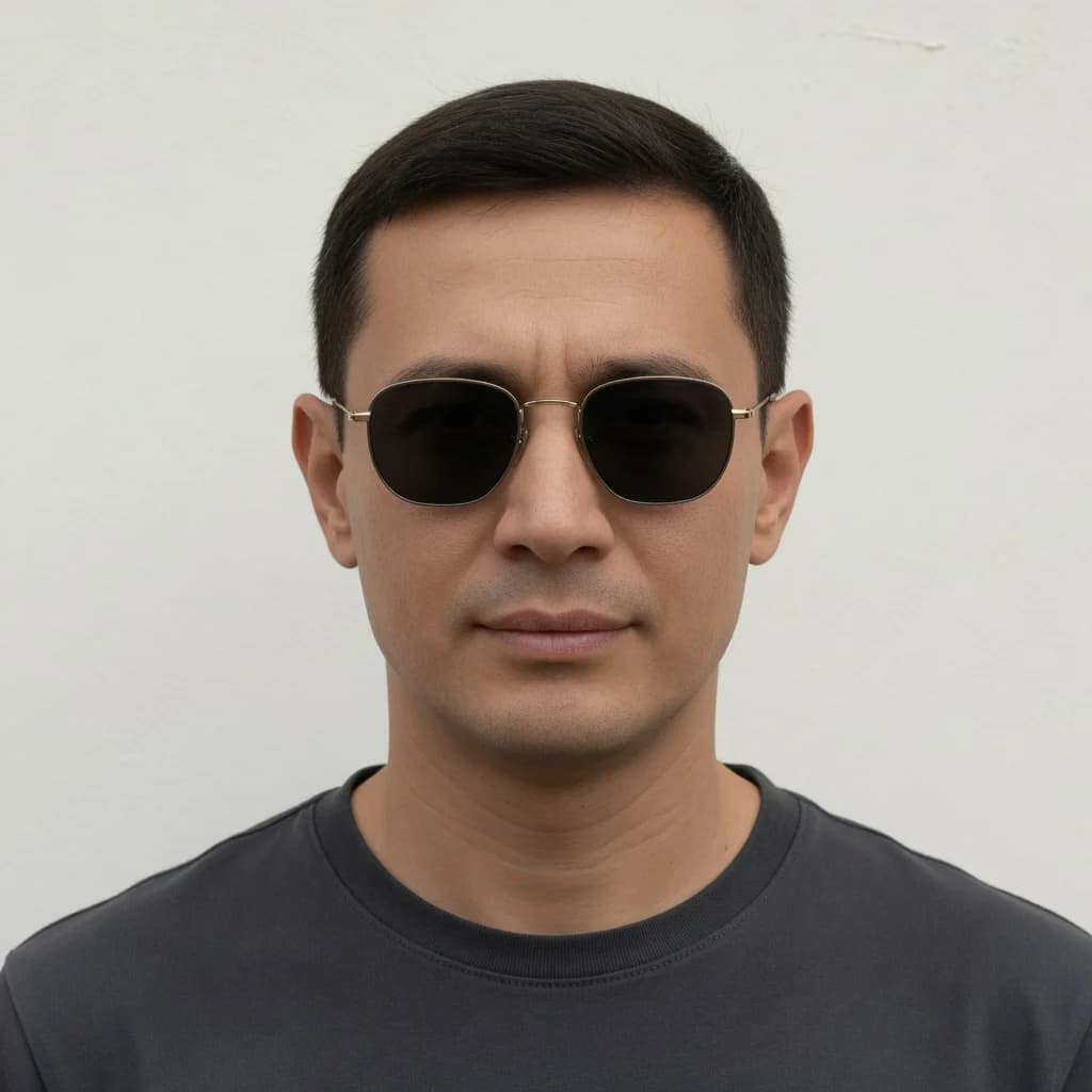 Thin metal sunglasses, Men style example