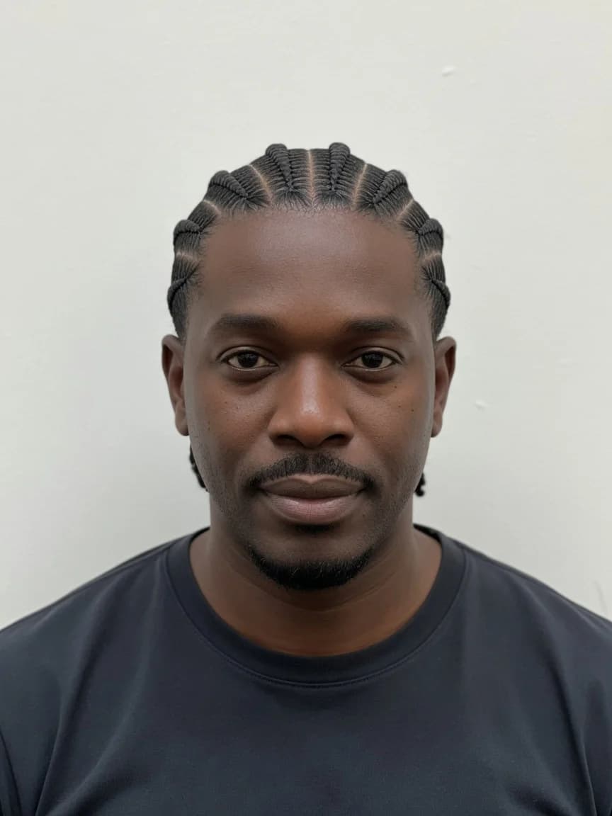 Trenzas pegadas, ejemplo de estilo para Hombres