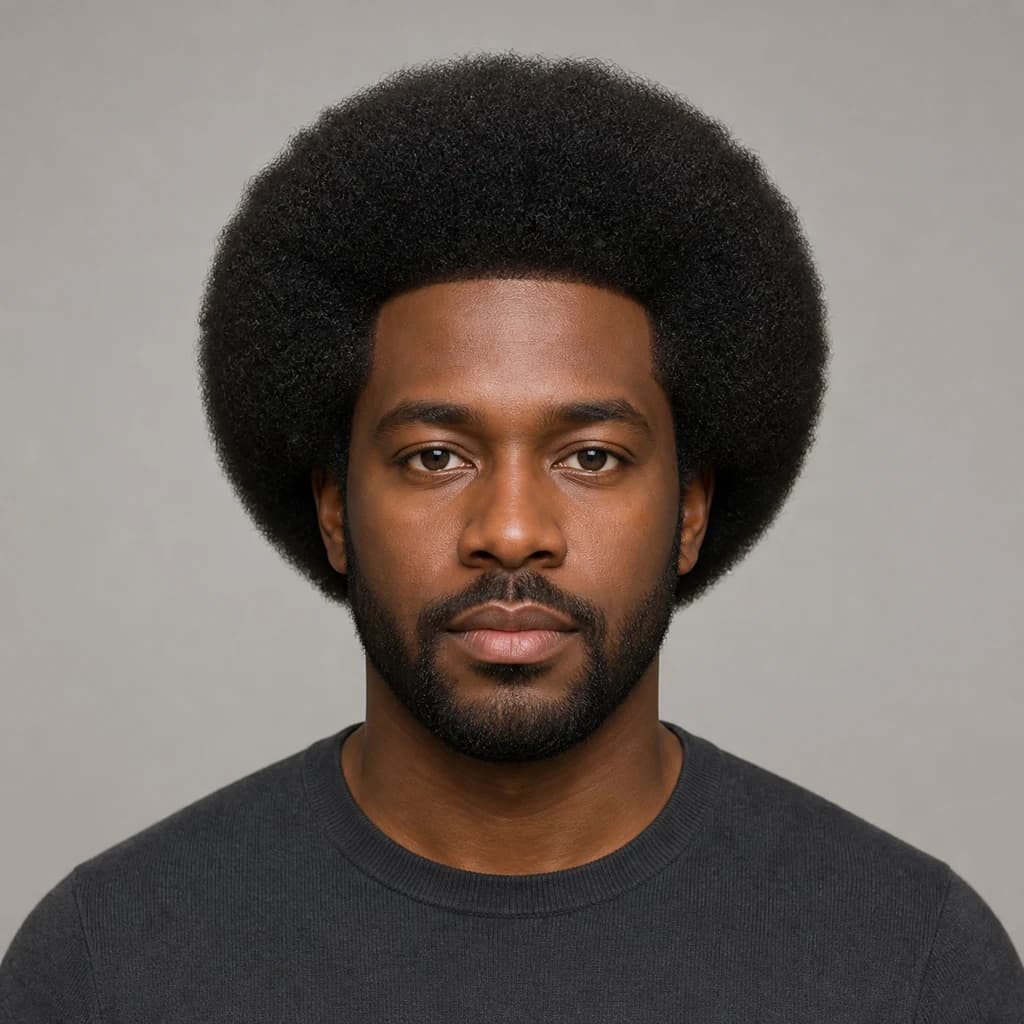 Afro redondo, ejemplo de estilo para Mujeres
