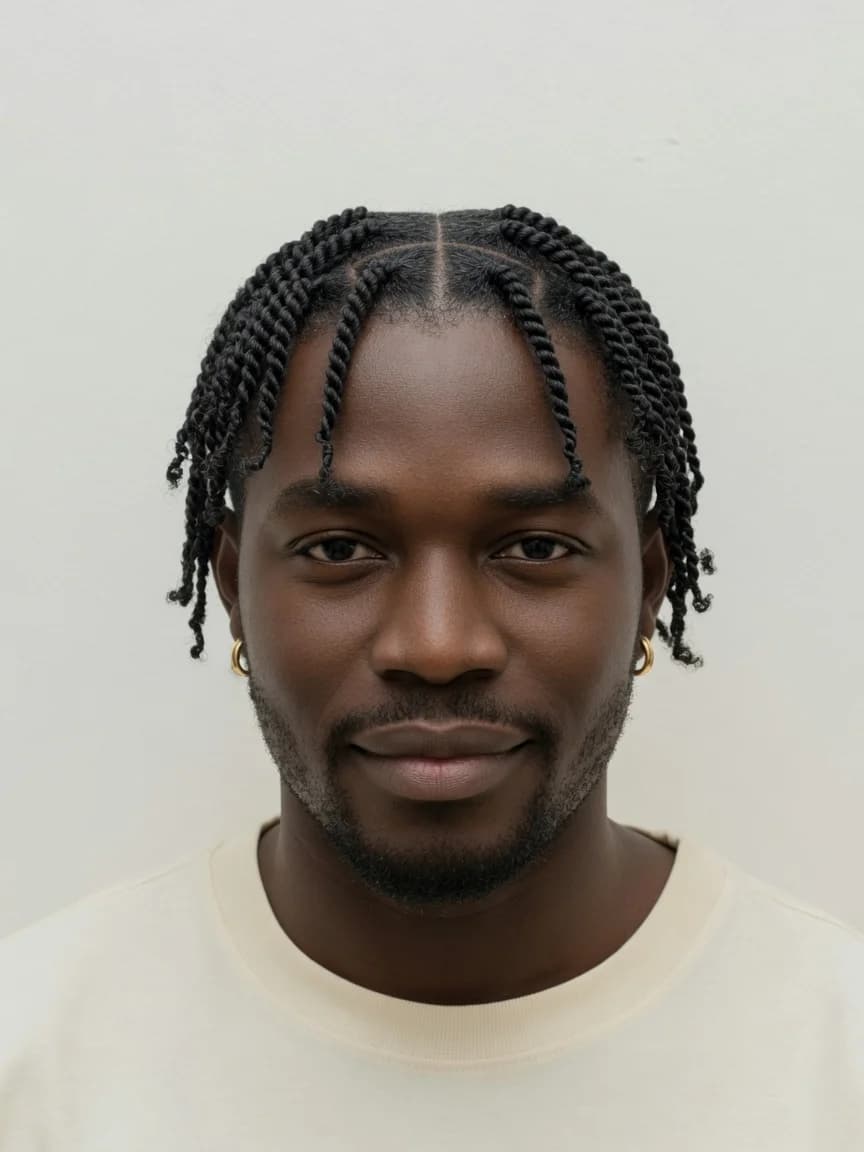 Twists de dos mechones, ejemplo de estilo para Hombres